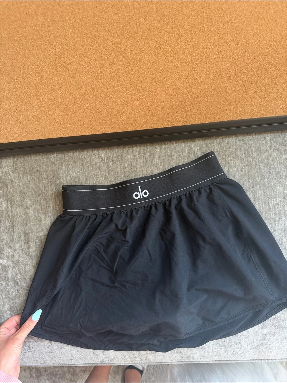 ALO Yoga Black Circle Skirt with Branded Waistband